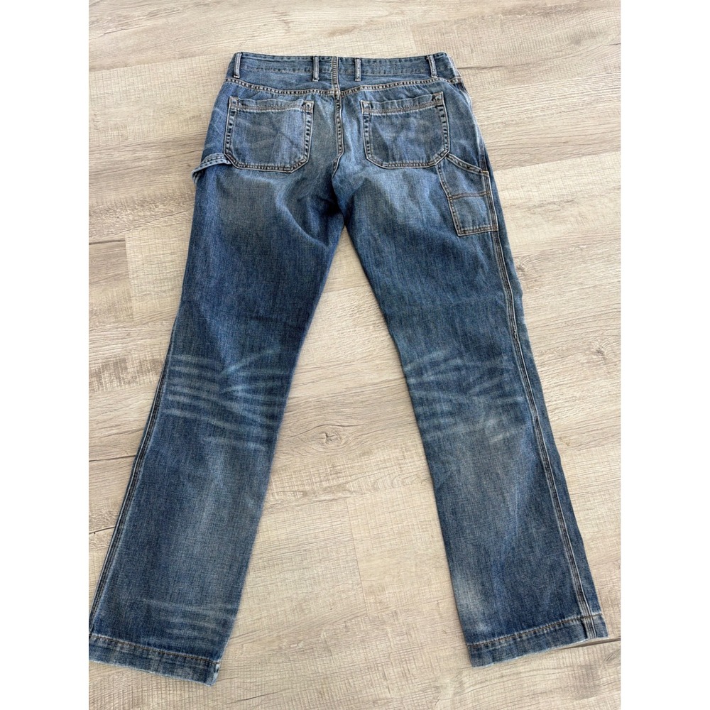 Gap 1969 Easy Straight Carpenter Jeans Blue Distressed Denim Womens 31/12t - Picture 9 of 9